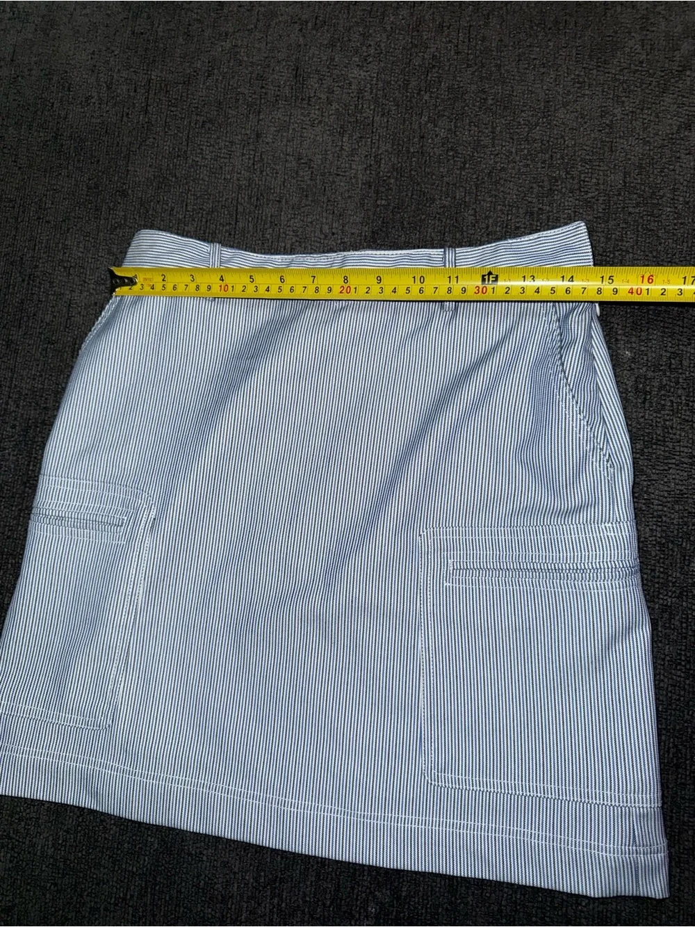 Tahari Blue White Pinstripe Utility Pocket Skort Skirt Size 6 Preppy Coastal - Picture 7 of 8